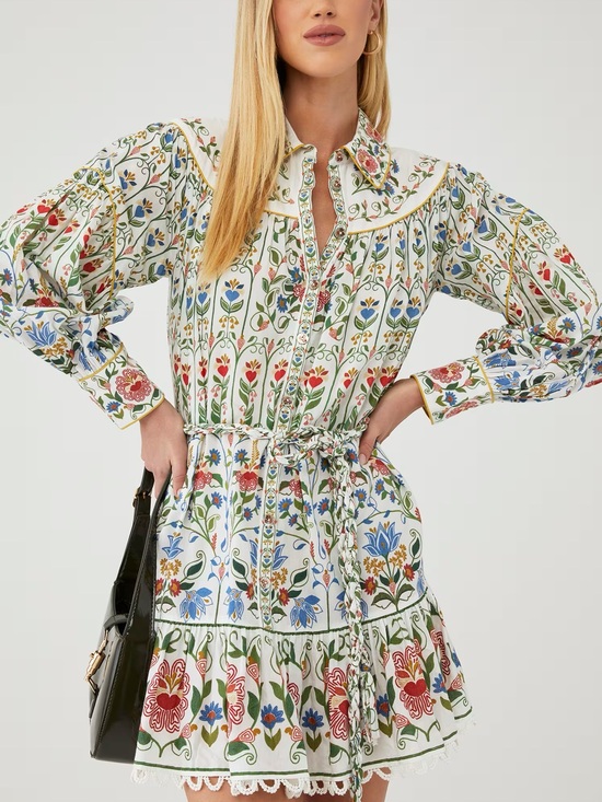 FARM Rio Dresses & Skirts - farm rio stitched garden mini dress in off white
